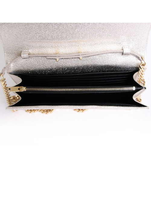 YVES SAINT LAURENT gold lame grained leather pouch bag