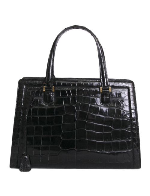Sac "Pullman" HERMES vintage en alligator noir