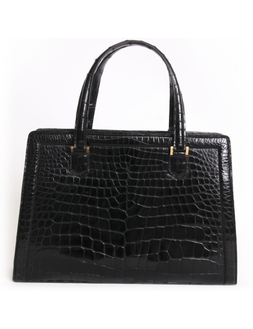 Sac "Pullman" HERMES vintage en alligator noir