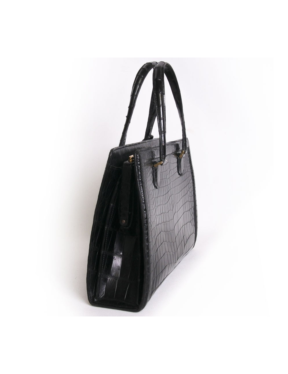 Sac "Pullman" HERMES vintage en alligator noir