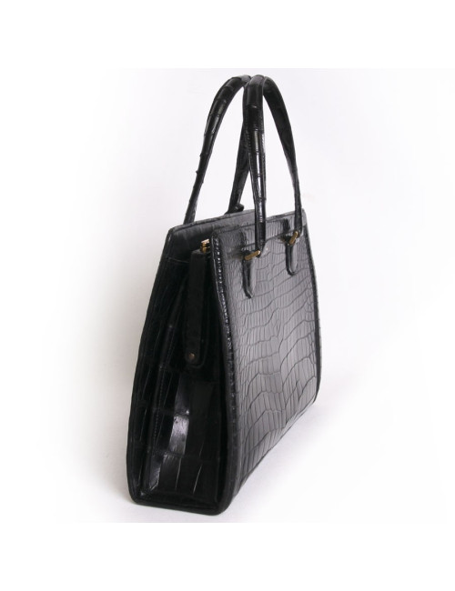 Sac "Pullman" HERMES vintage en alligator noir