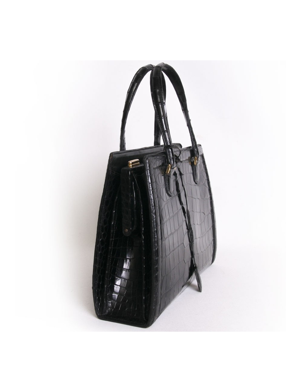 Sac "Pullman" HERMES vintage en alligator noir