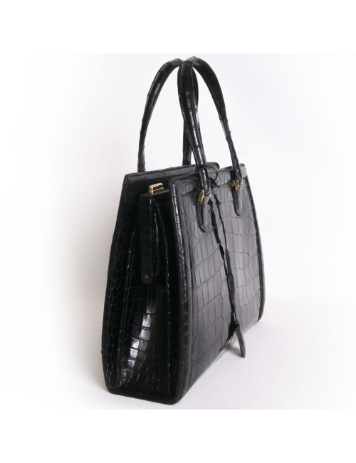 "Pullman" vintage black alligator HERMES bag