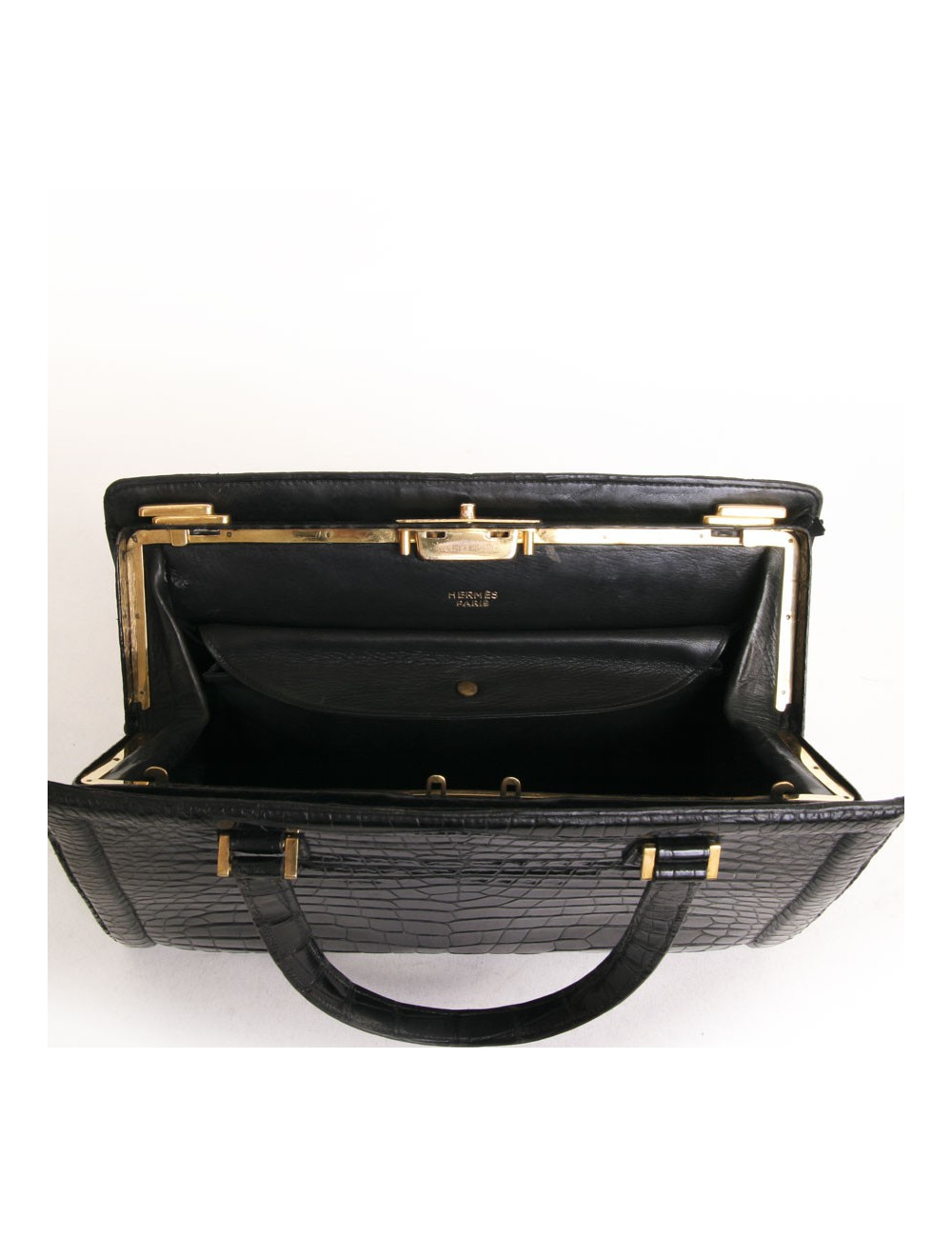 "Pullman" vintage black alligator HERMES bag
