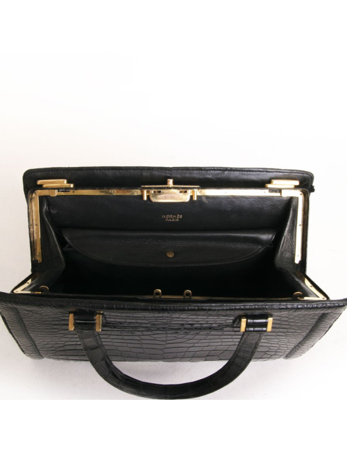 "Pullman" vintage black alligator HERMES bag