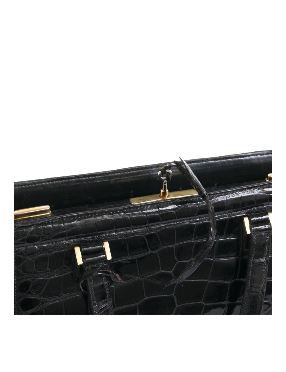 Sac "Pullman" HERMES vintage en alligator noir