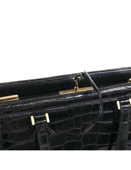 Sac "Pullman" HERMES vintage en alligator noir