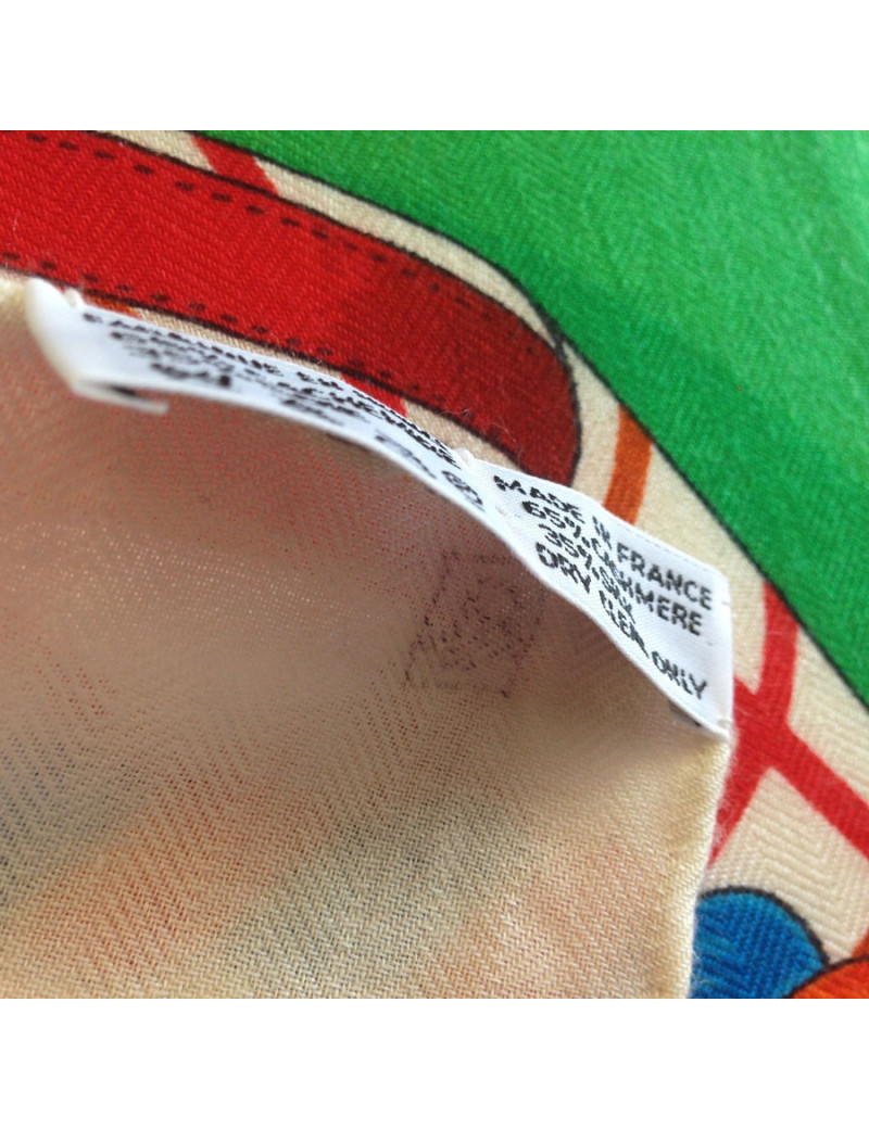 Châle HERMES "Grande tenue" en cachemire et soie bleu 