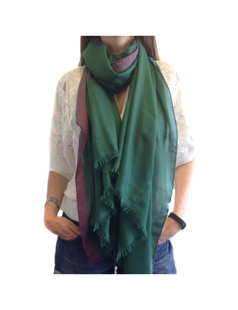 Shawl HERMES fringe green English silk