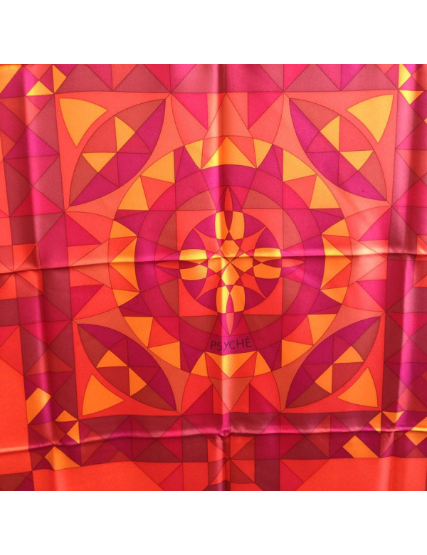 Grand carré HERMES "Psyché" en soie orange 2