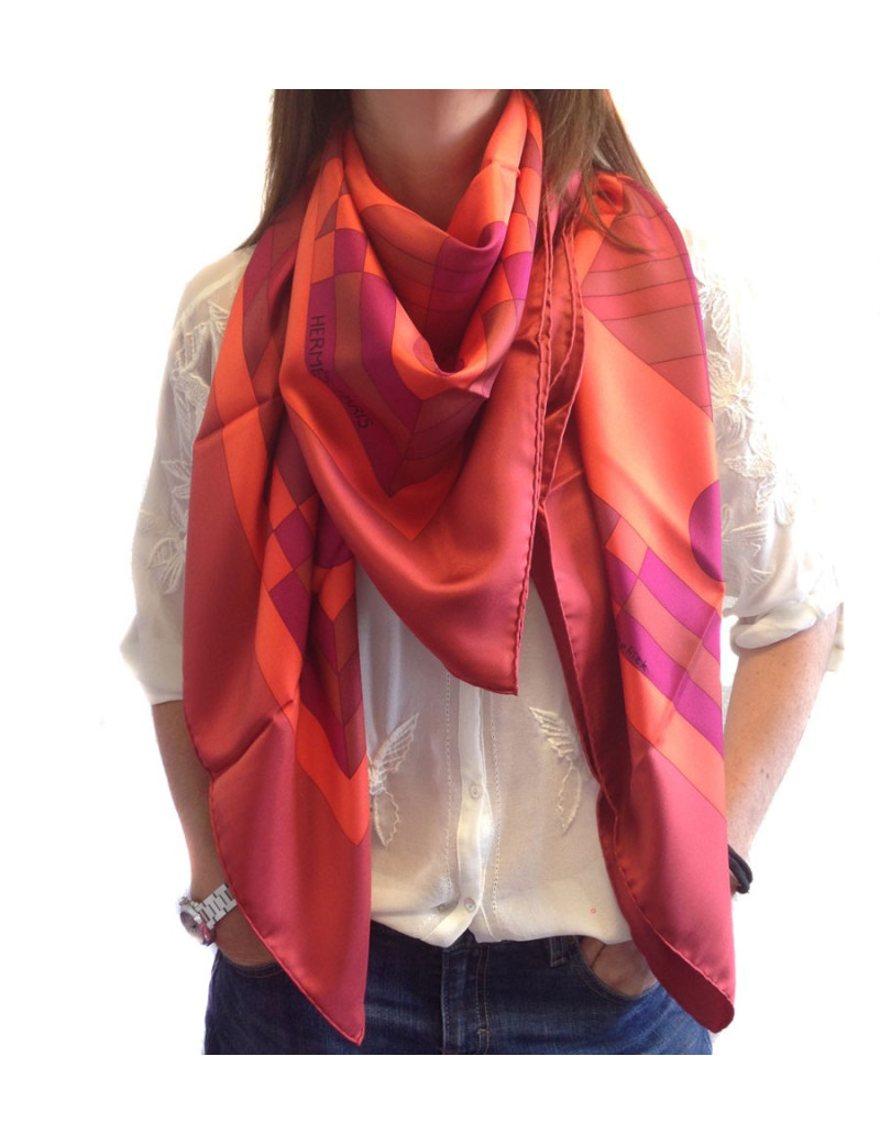 HERMES 'Psyché' multicolor silk large square scarf