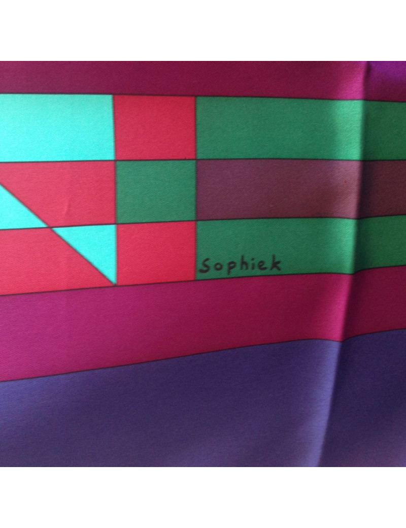 Grand carré HERMES "Psyché" en soie violet