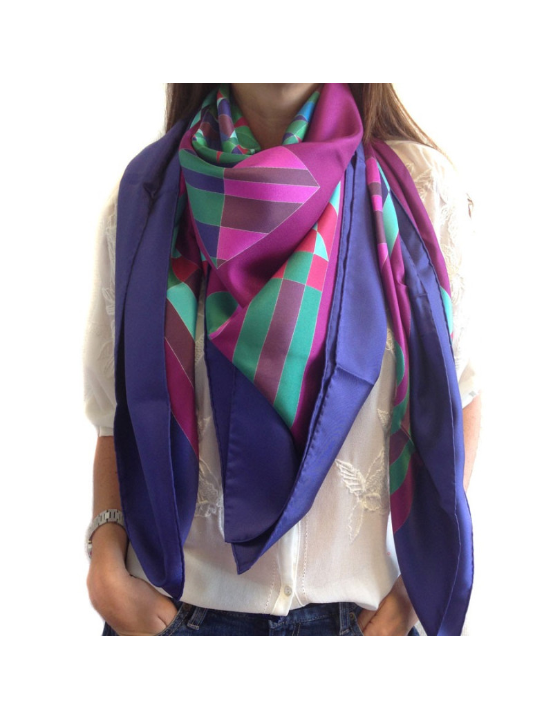 HERMES 'Psyche' purple large silk scarf