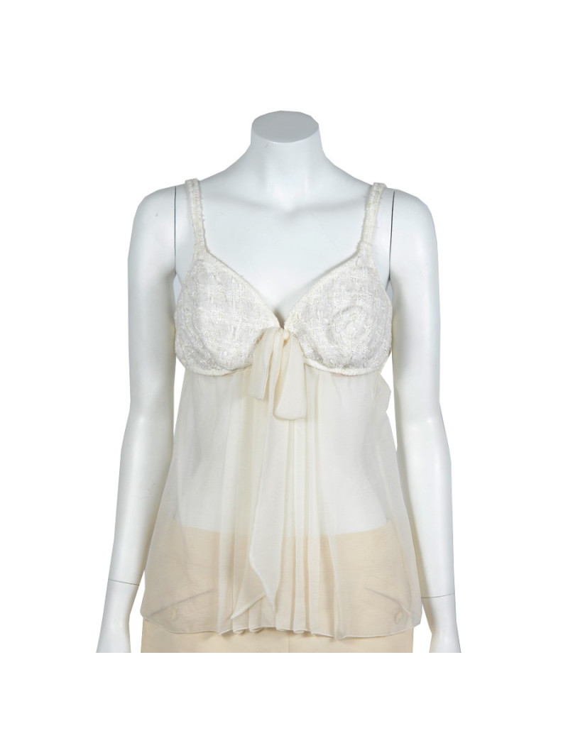 Top CHANEL en tweed et soie