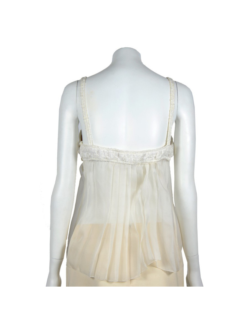 Top CHANEL tweed and ivory silk T42