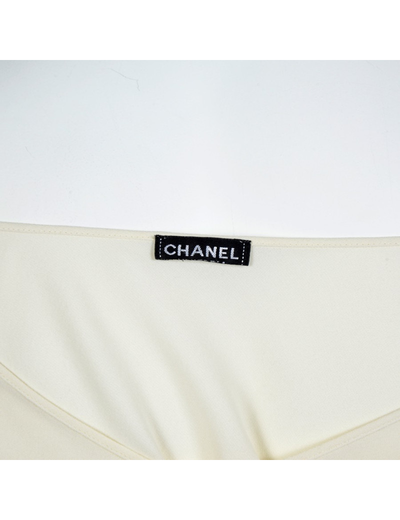 CHANEL silk top cream T36 natural color