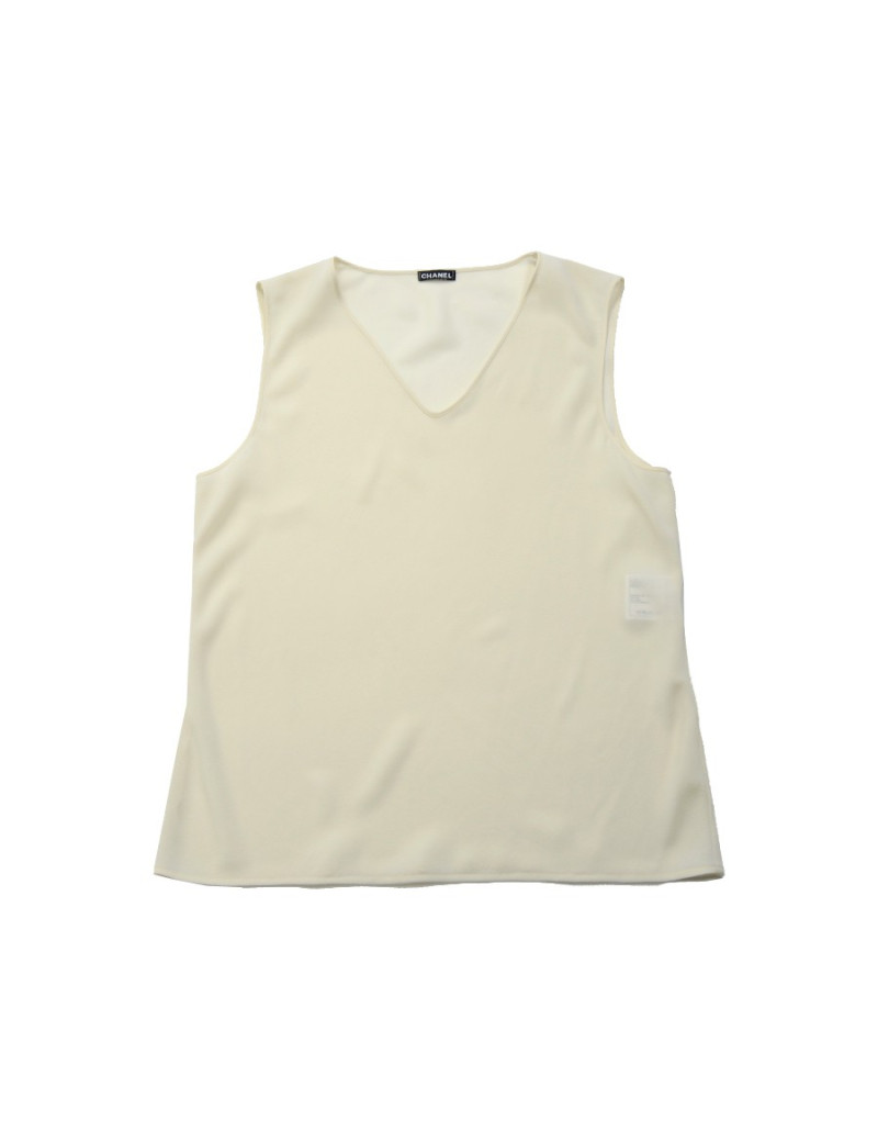 CHANEL silk top cream T36 natural color