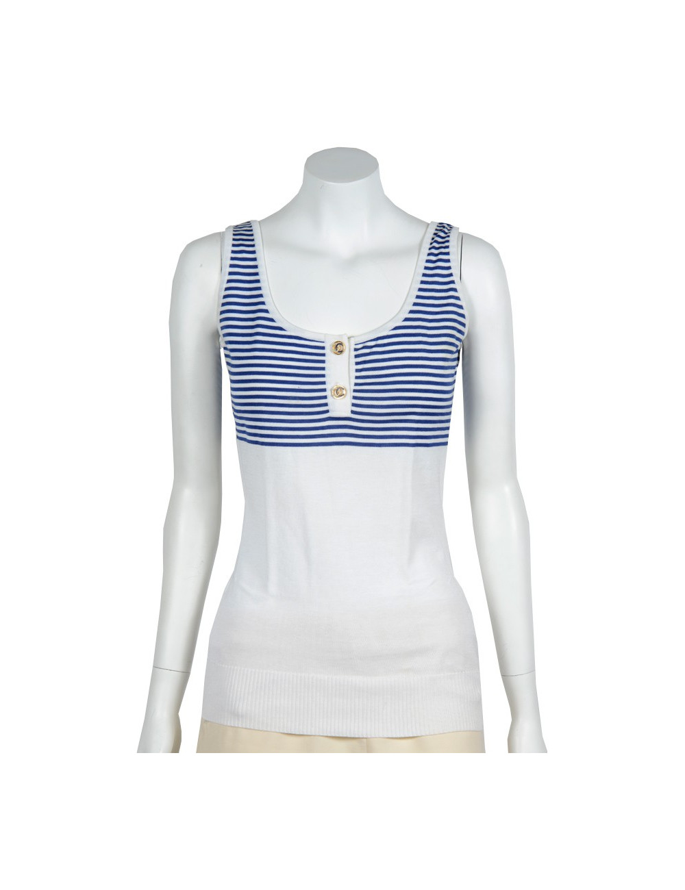 T shirt CHANEL rayé  bleu et blanc 