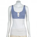 T shirt blue and white striped CHANEL T38