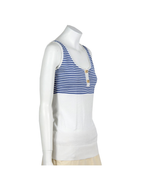 T shirt blue and white striped CHANEL T38