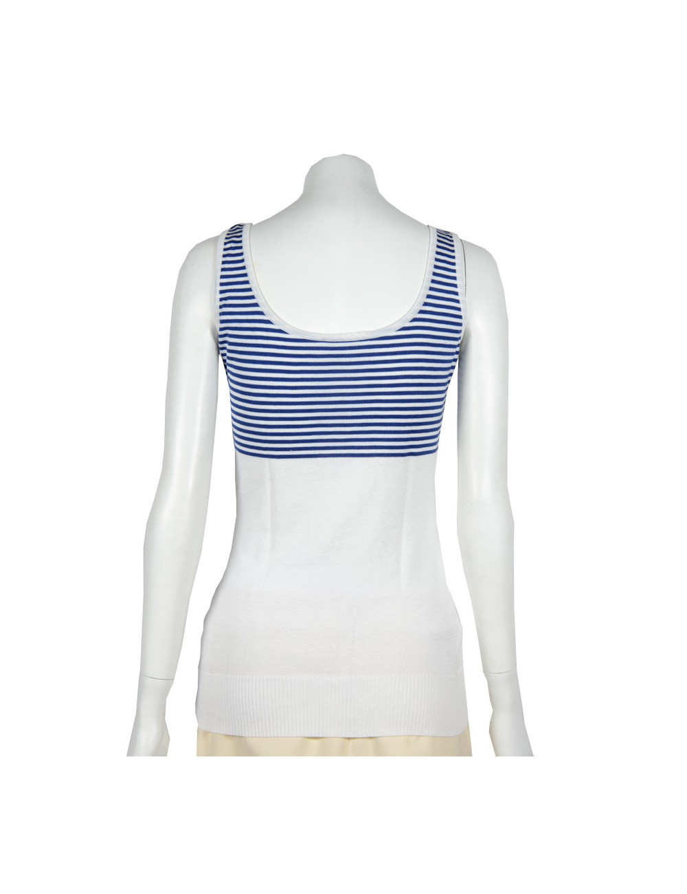 T shirt blue and white striped CHANEL T38