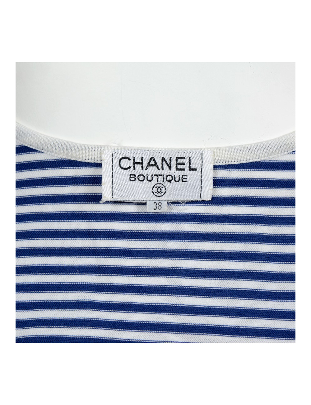 T shirt blue and white striped CHANEL T38