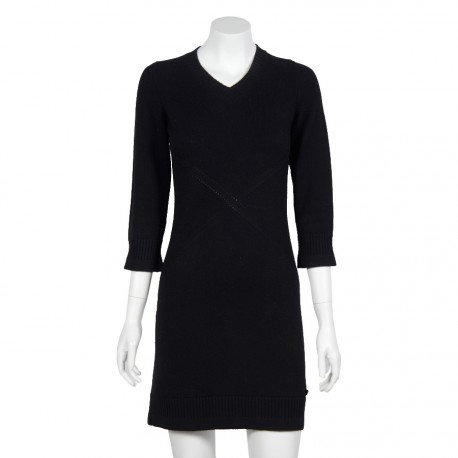 Dress CHANEL black cashmere T 36 - VALOIS VINTAGE PARIS