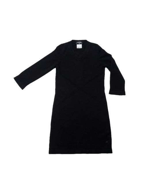 Robe CHANEL T 36 cachemire noire