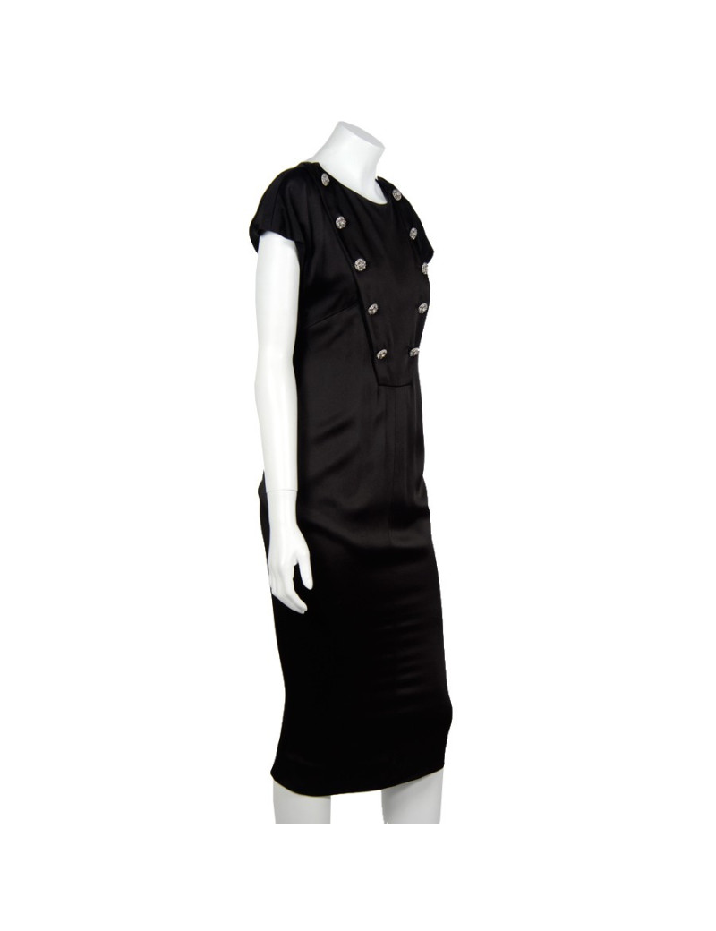 T38 black silk CHANEL dress