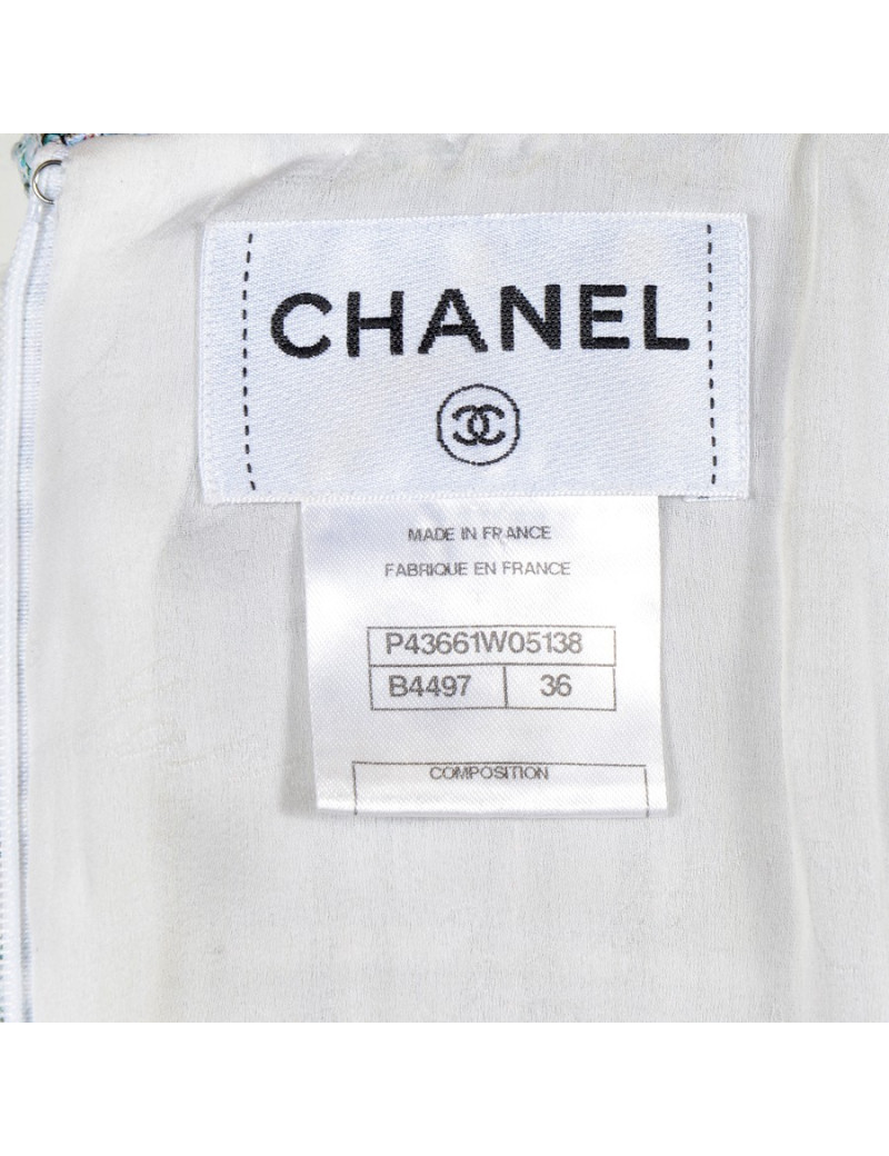 Dress CHANEL leather white and high green couture T 36