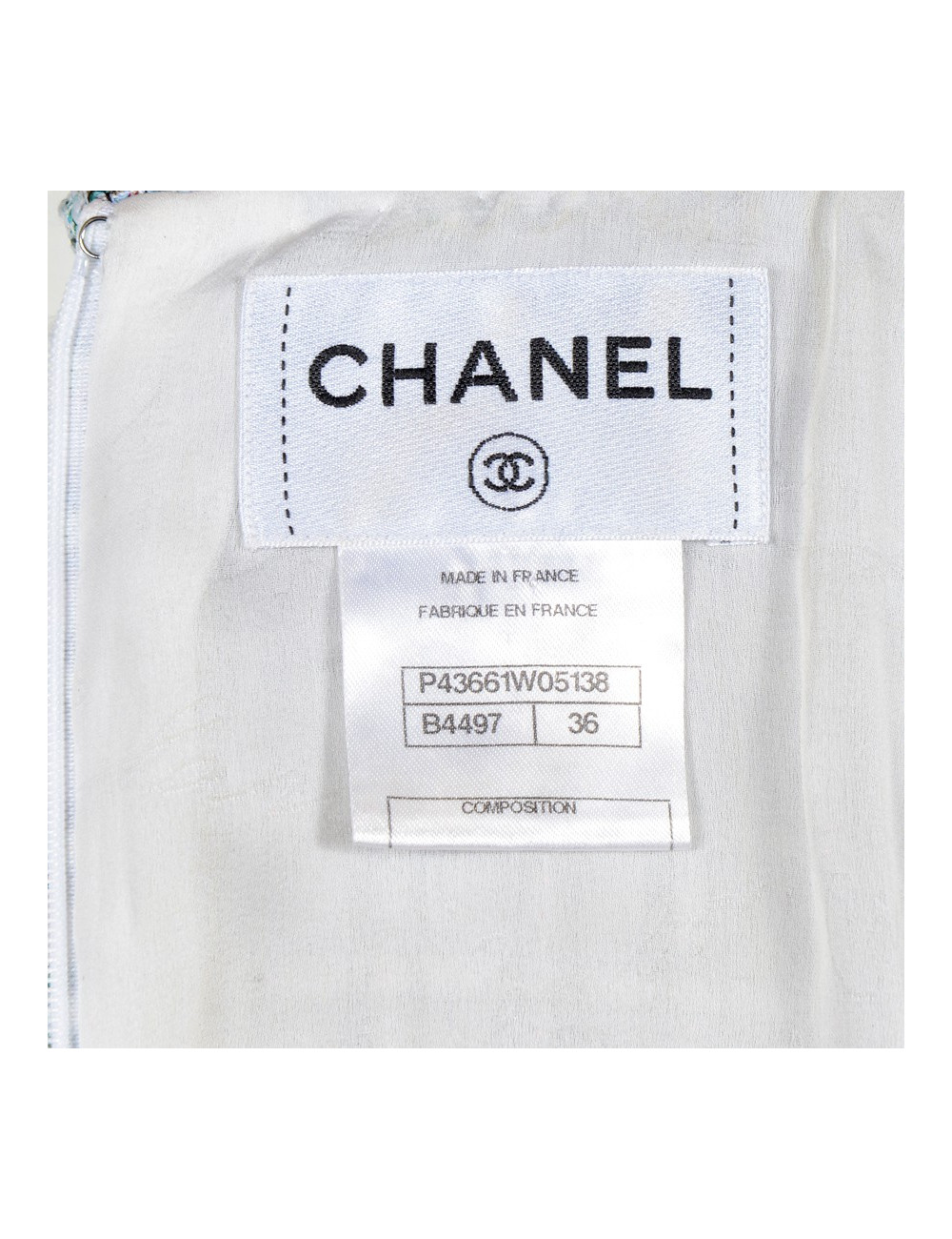 Robe CHANEL T 36  cuir blanc et haut vert  couture