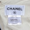 Dress CHANEL wool and ecru silk and silver T 42