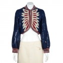 CHANEL "Paris Dallas" vest in blue, red and beige cashmere T 38