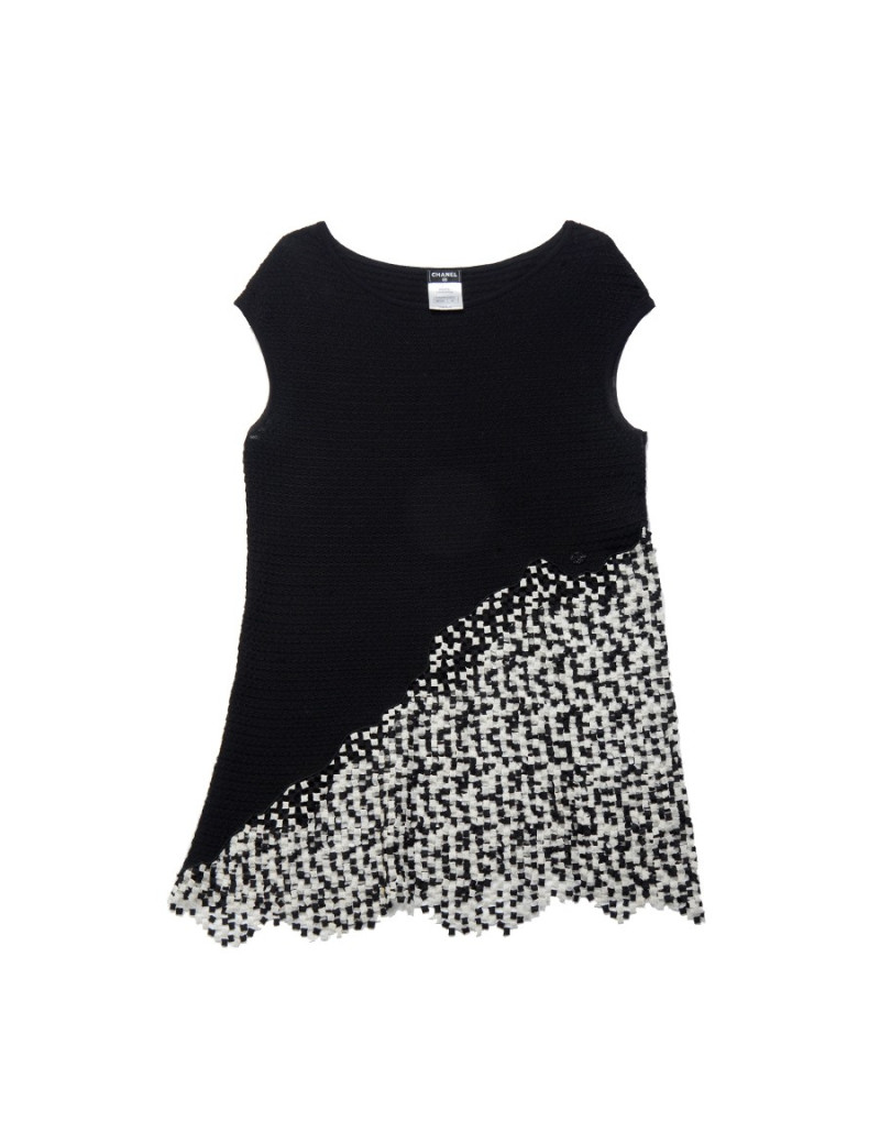 Tunique sans manche CHANEL T 42 noire et blanche