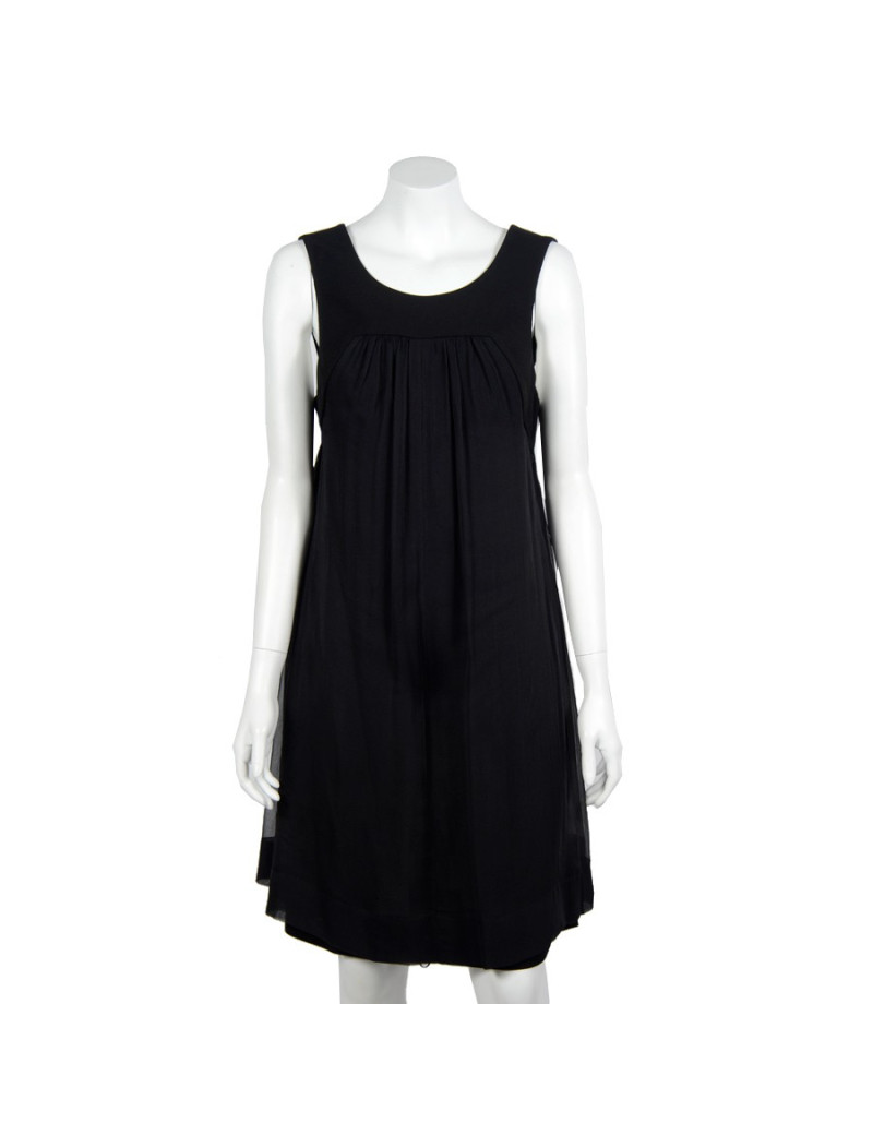 Robe  T 40 CHANEL sans manche en mousseline noire