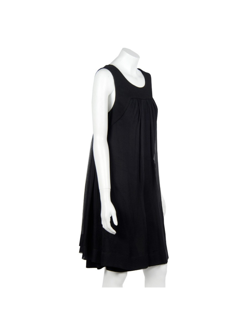 Robe  T 40 CHANEL sans manche en mousseline noire