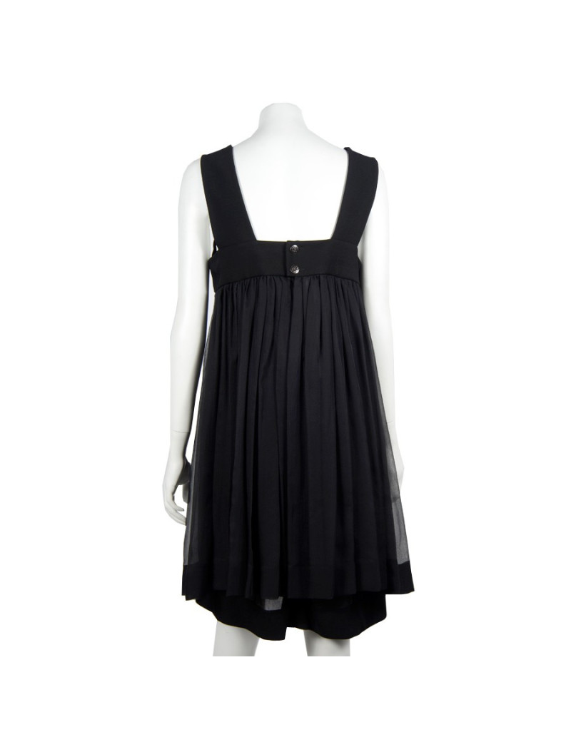 Robe  CHANEL sans manche en mousseline noire  T 40