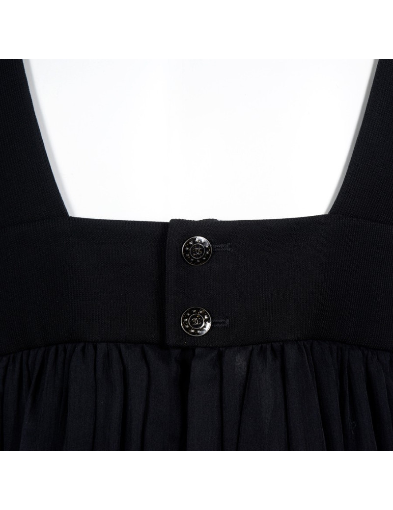 Robe  T 40 CHANEL sans manche en mousseline noire