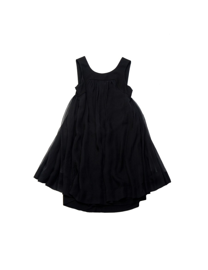 Robe  T 40 CHANEL sans manche en mousseline noire