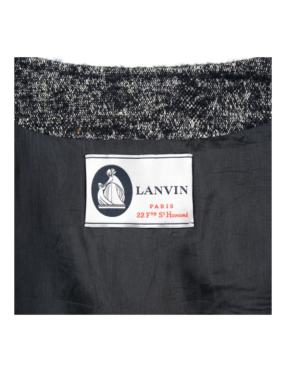 LANVIN coat 44EU in white and black mottled linen, wool and alpaca