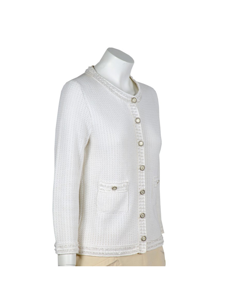 CHANEL T 38 white cotton vest