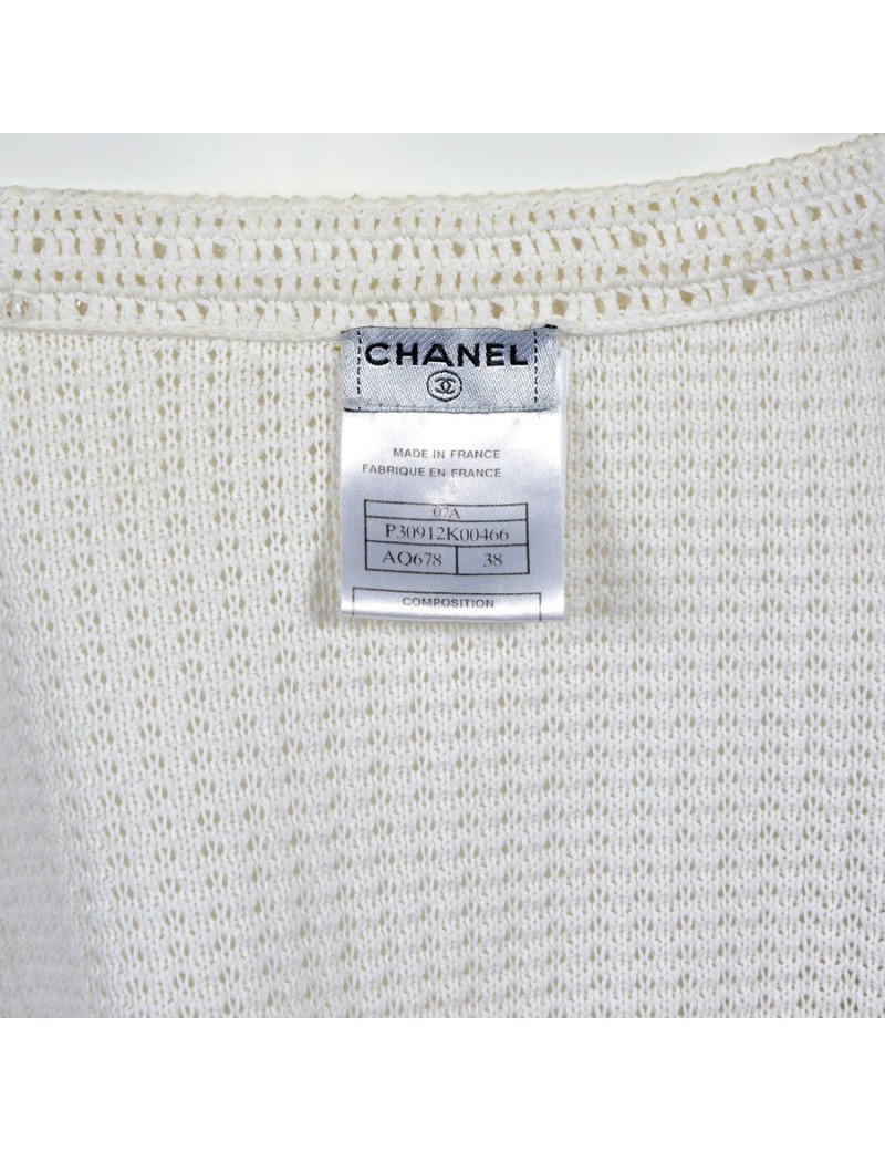 CHANEL T 38 white cotton vest