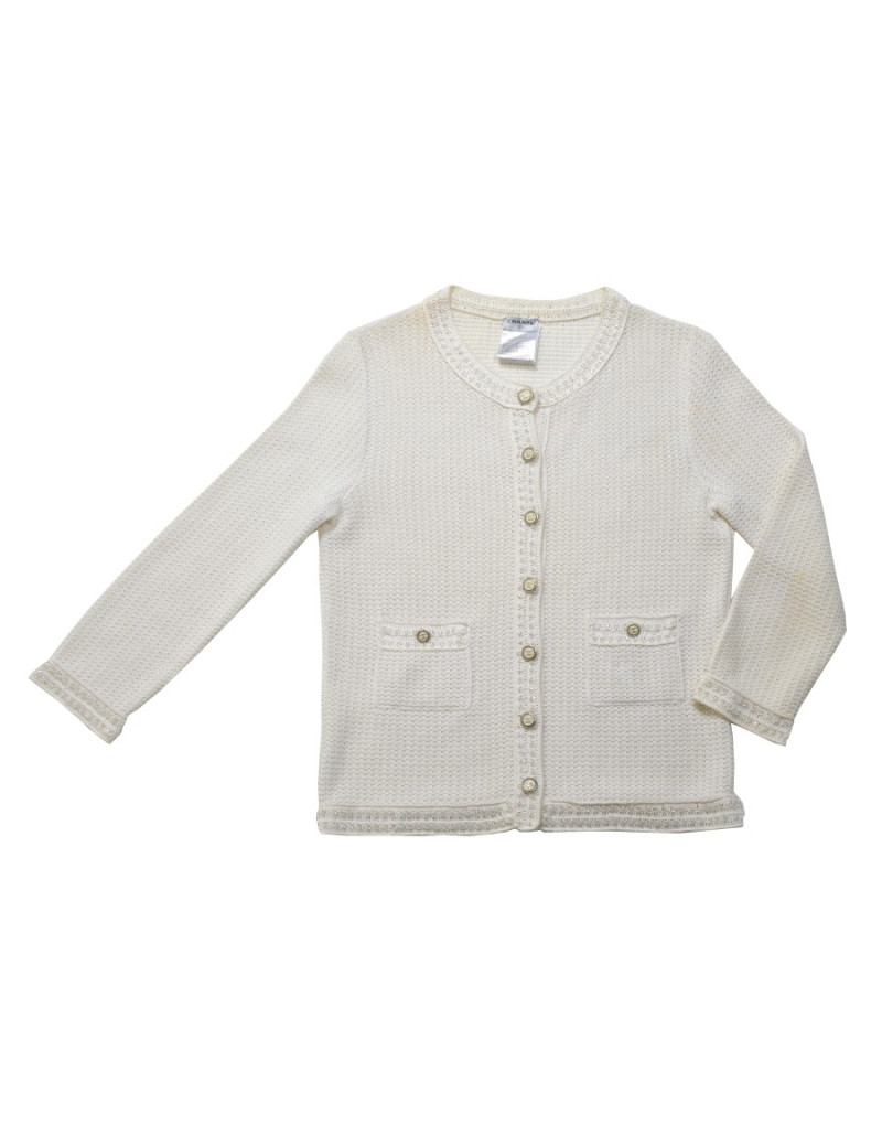CHANEL T 38 white cotton vest