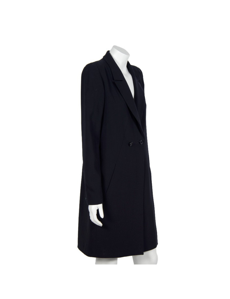 Coat CHANEL T 38 half season in wool Navy cold blue