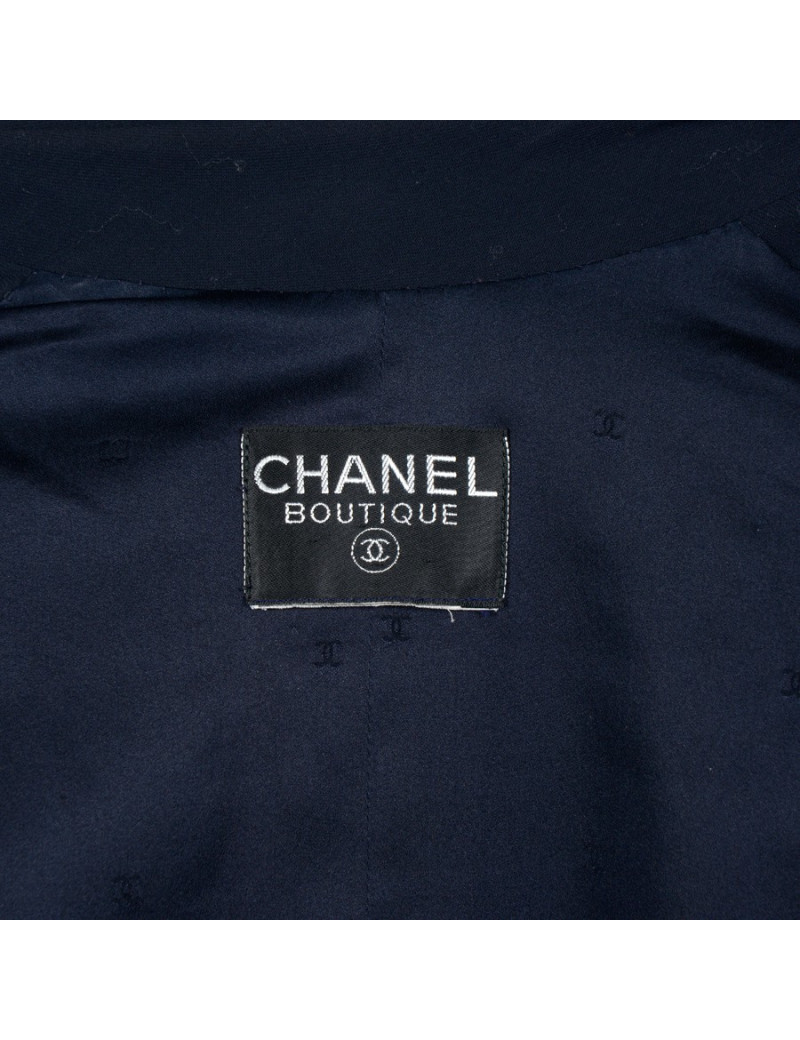 Coat CHANEL T 38 half season in wool Navy cold blue