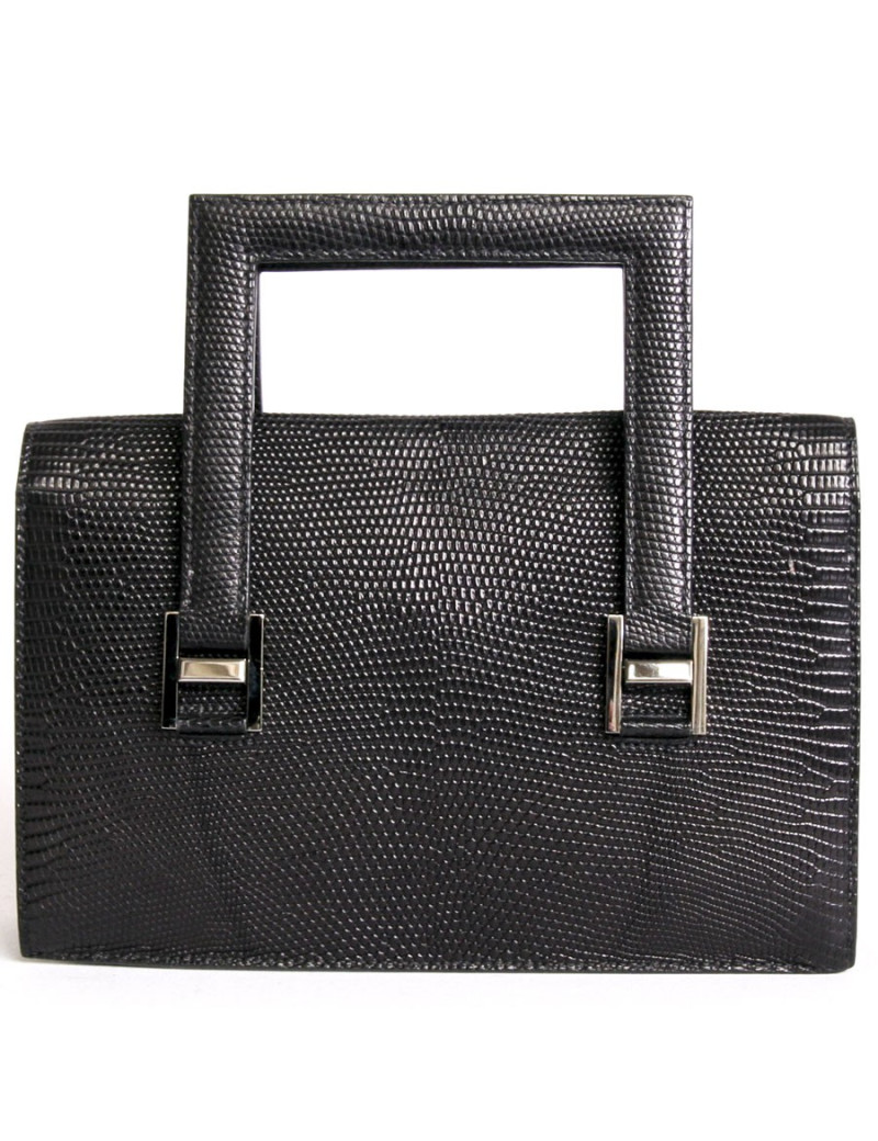 Sac HERMES vintage en lézard noir