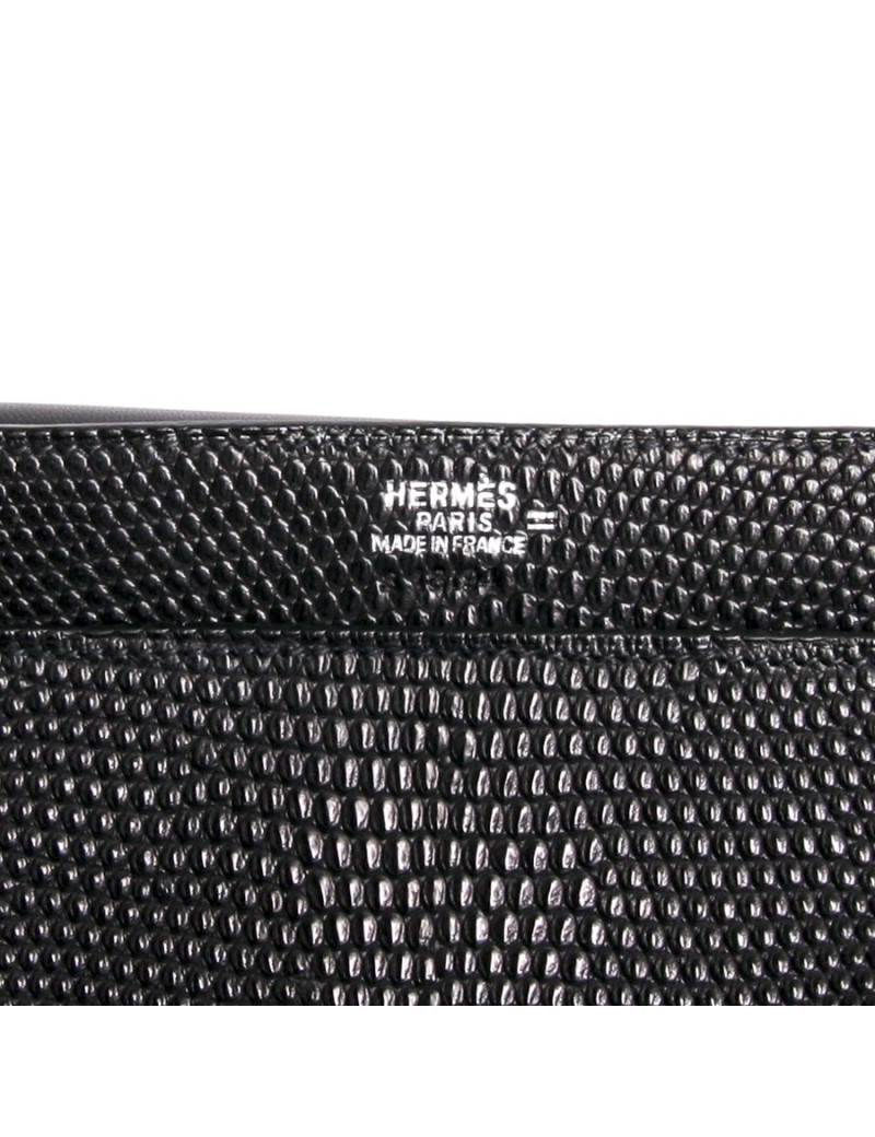 Sac HERMES vintage en lézard noir