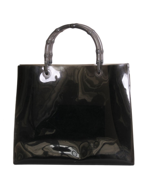 Sac cabas GUCCI collector en plastique fumé anses bambou