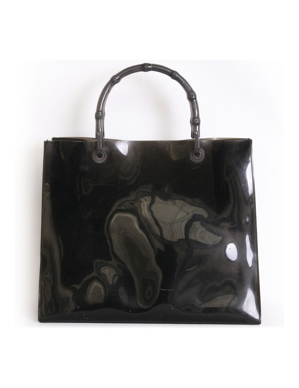 Sac cabas GUCCI collector en plastique fumé anses bambou