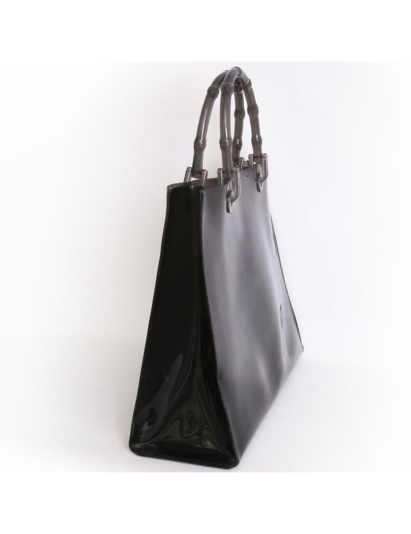 GUCCI collector smoked plastic tote bag with bamboo handles